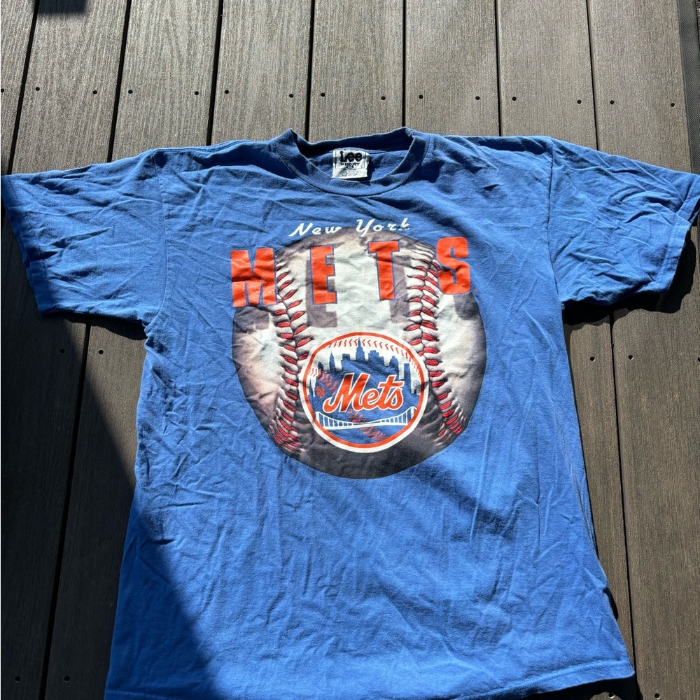 MLB New York Mets Blue and Orange Short Sleeve Tee